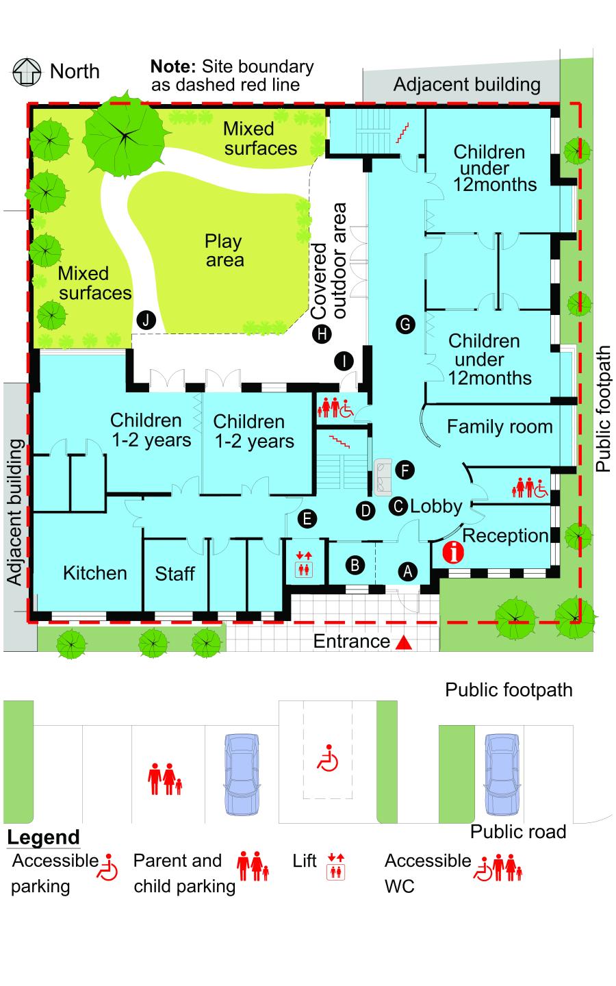 Large scale, urban setting floor plan