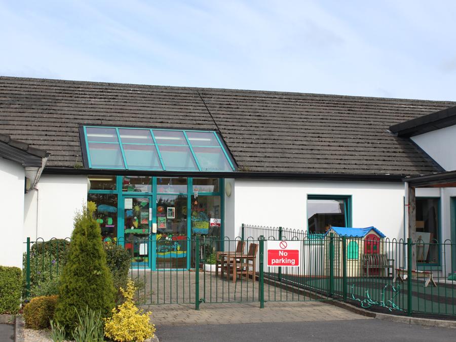 Entrance areas and main entrance doors to an ELC setting. Ballinderreen Community Childcare and Education, Ballinderreen, County Galway