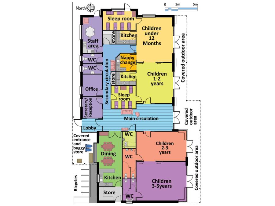 Technical sketch 4: Indicative overall plan of setting showing various key rooms.