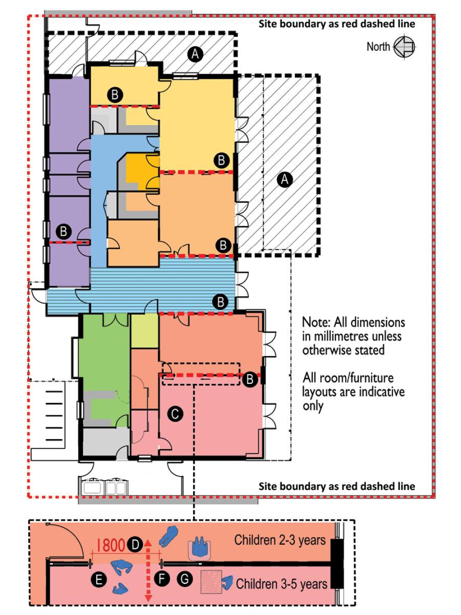Indicative floor plan showing expansion, adaptability and flexibility features.